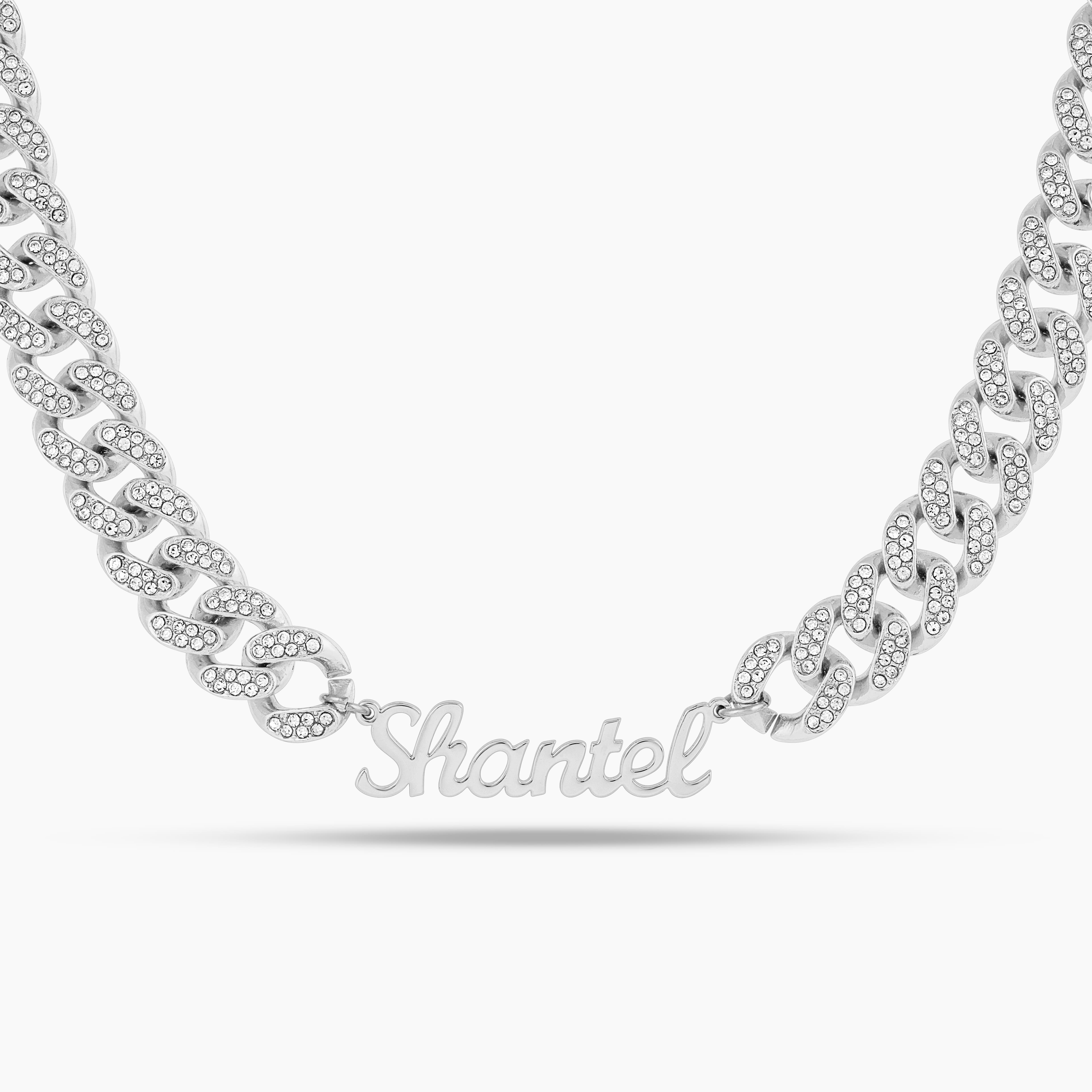 Signature Name Necklace with Chunky Iced Cuban Chain
