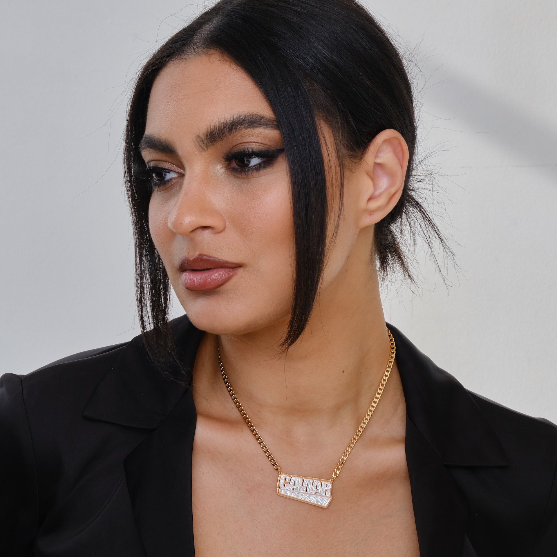 Double Plated Luxe Block Name Necklace