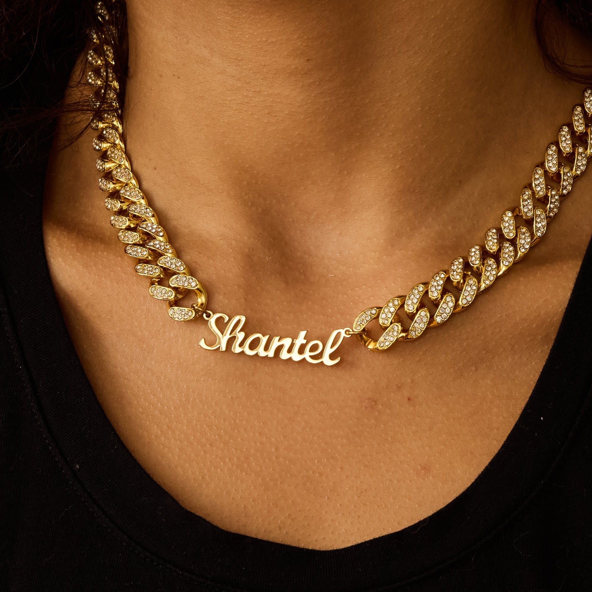 Signature Name Necklace with Chunky Iced Cuban Chain
