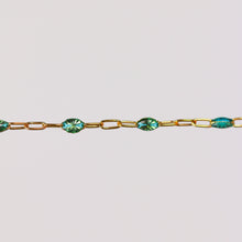 Load image into Gallery viewer, Caterina Permanent Jewelry Chain, Aquamarine Enamel Design, Cable Links, Available in Gold Filled and Sterling Silver
