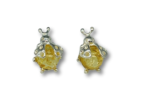 Amber Ladybug Studs