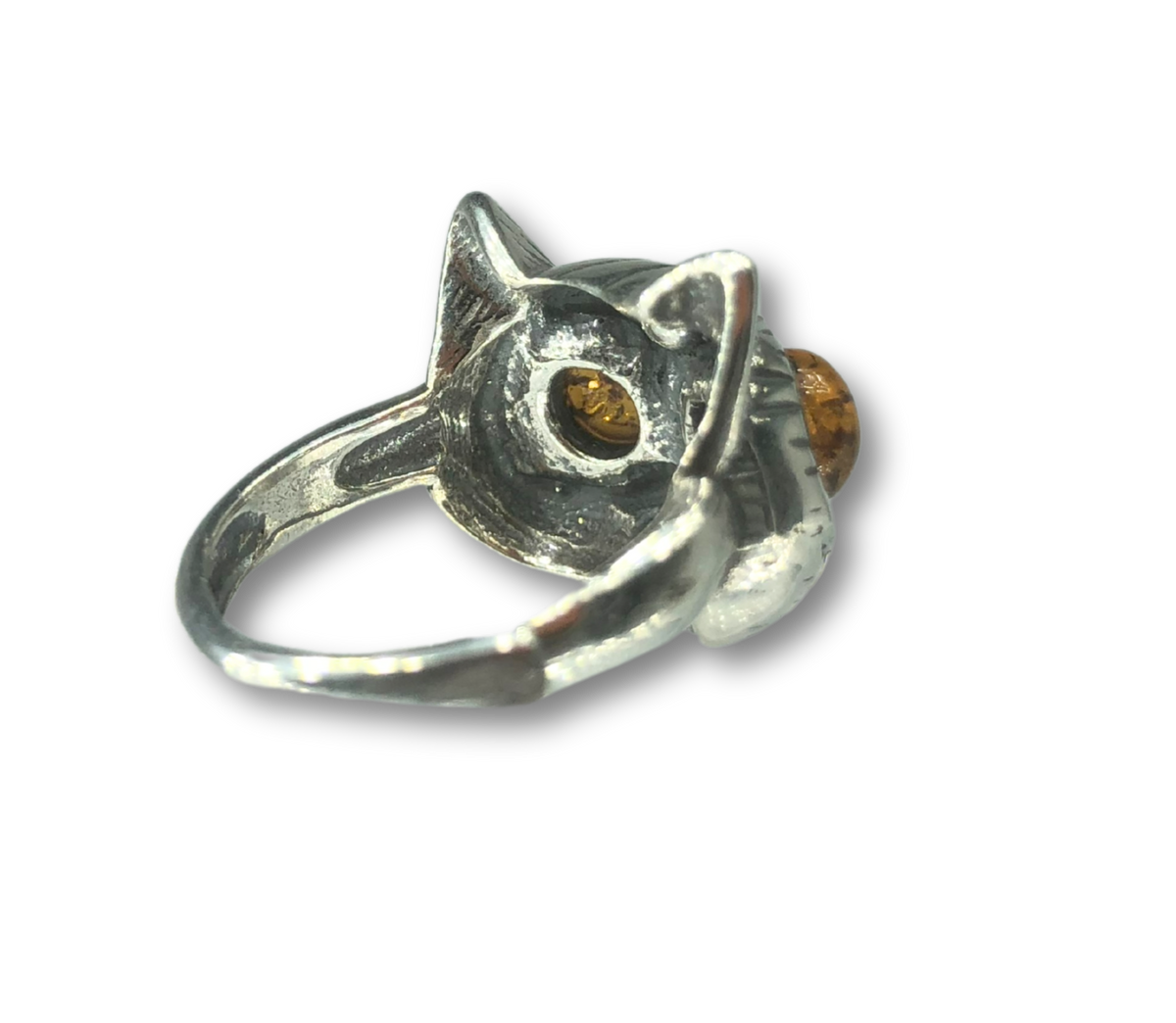 Amber Cat Face Ring