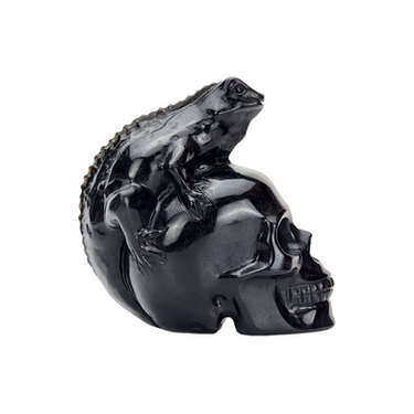 Obsidian Lizard Skull