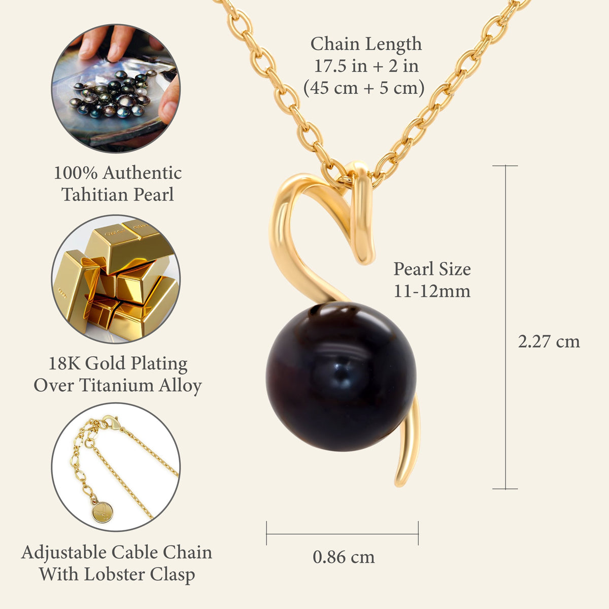 Tahitian Black Pearl Twist Necklace
