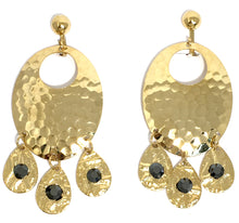 Load image into Gallery viewer, Hammered Jet Black Chandelier Earrings

