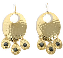 Load image into Gallery viewer, Hammered Jet Black Chandelier Earrings
