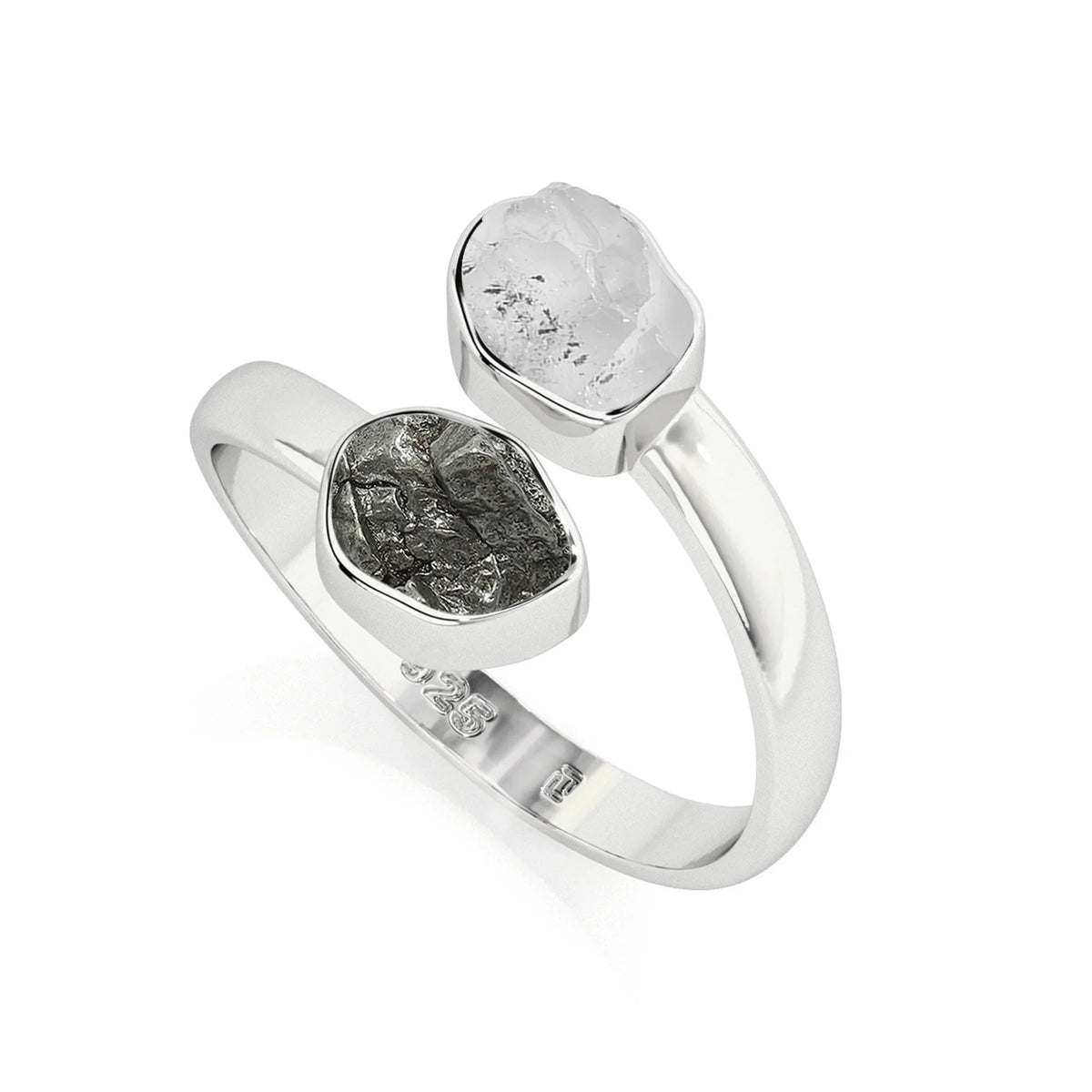 Meteorite and Herkimer Diamond Ring