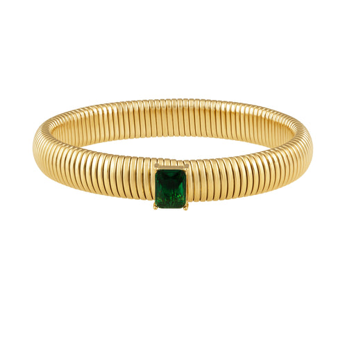Serenity Emerald CZ Gold Bracelet