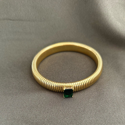 Serenity Emerald CZ Gold Bracelet