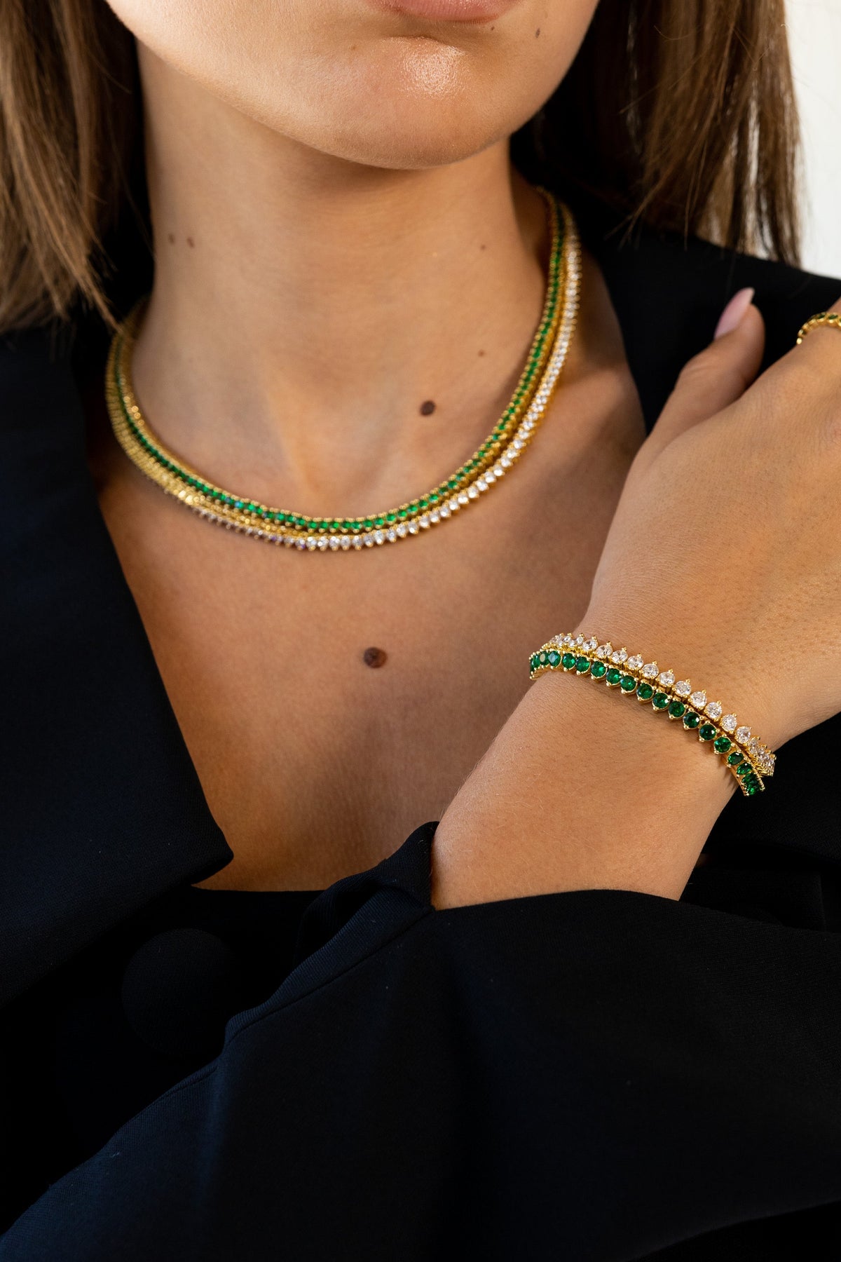 Melinda Tennis Necklace - Emerald