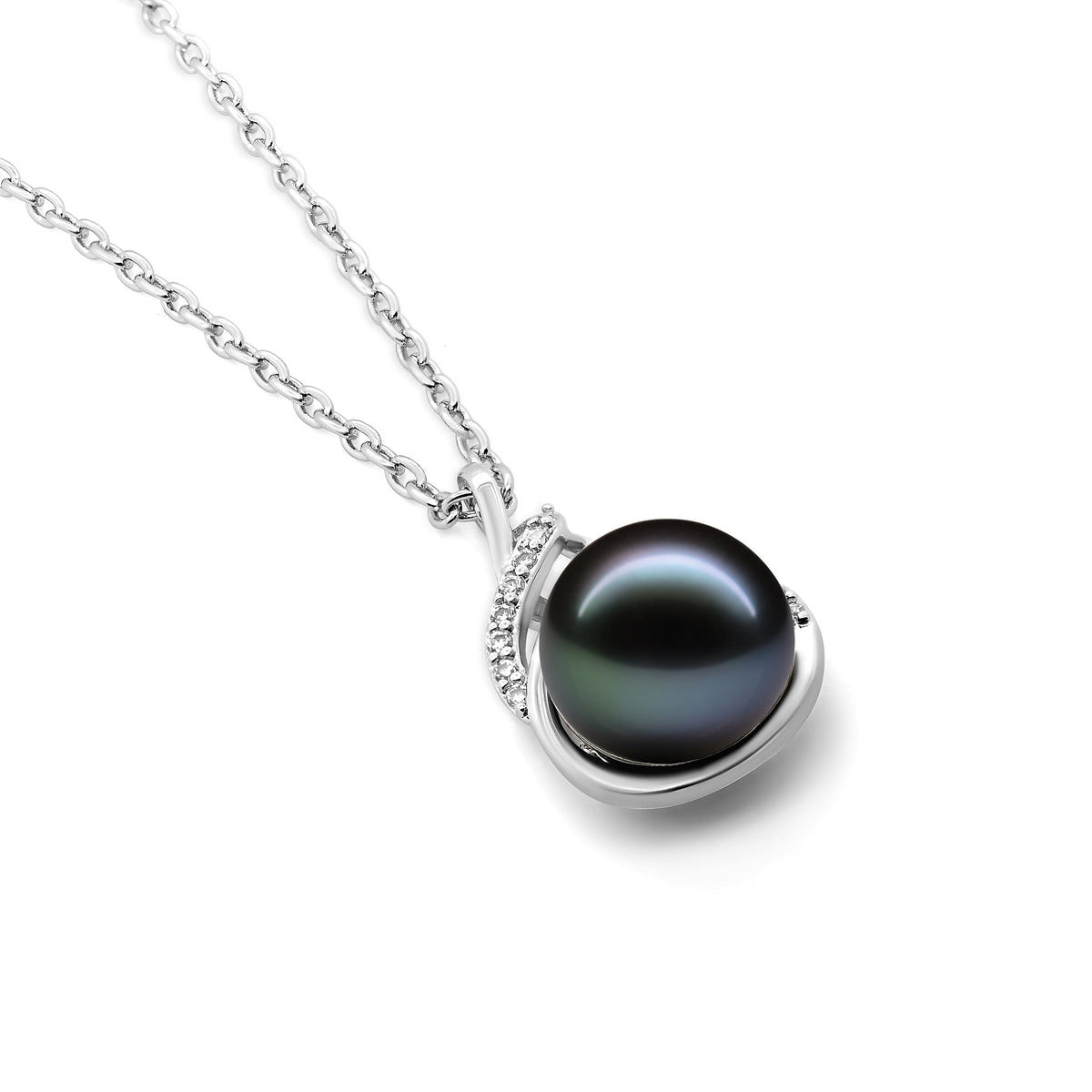 TRYNDI Real Tahitian Black Pearl Knot Necklace
