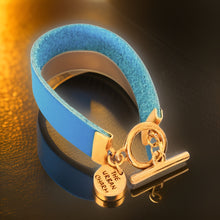 Load image into Gallery viewer, Baby Blue Leather Color Band Bracelet by The Urban Charm
