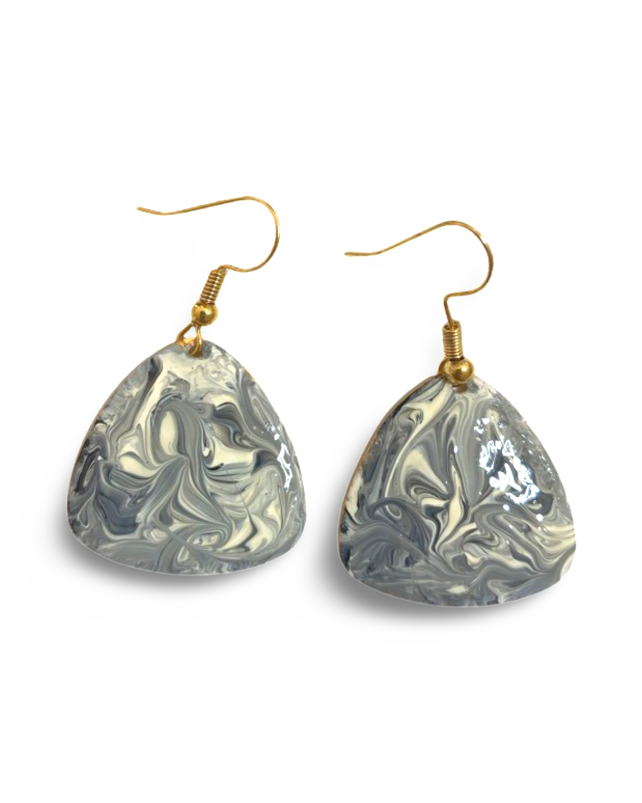 Black & White Marble Guitar Pick Lures of Love Earrings