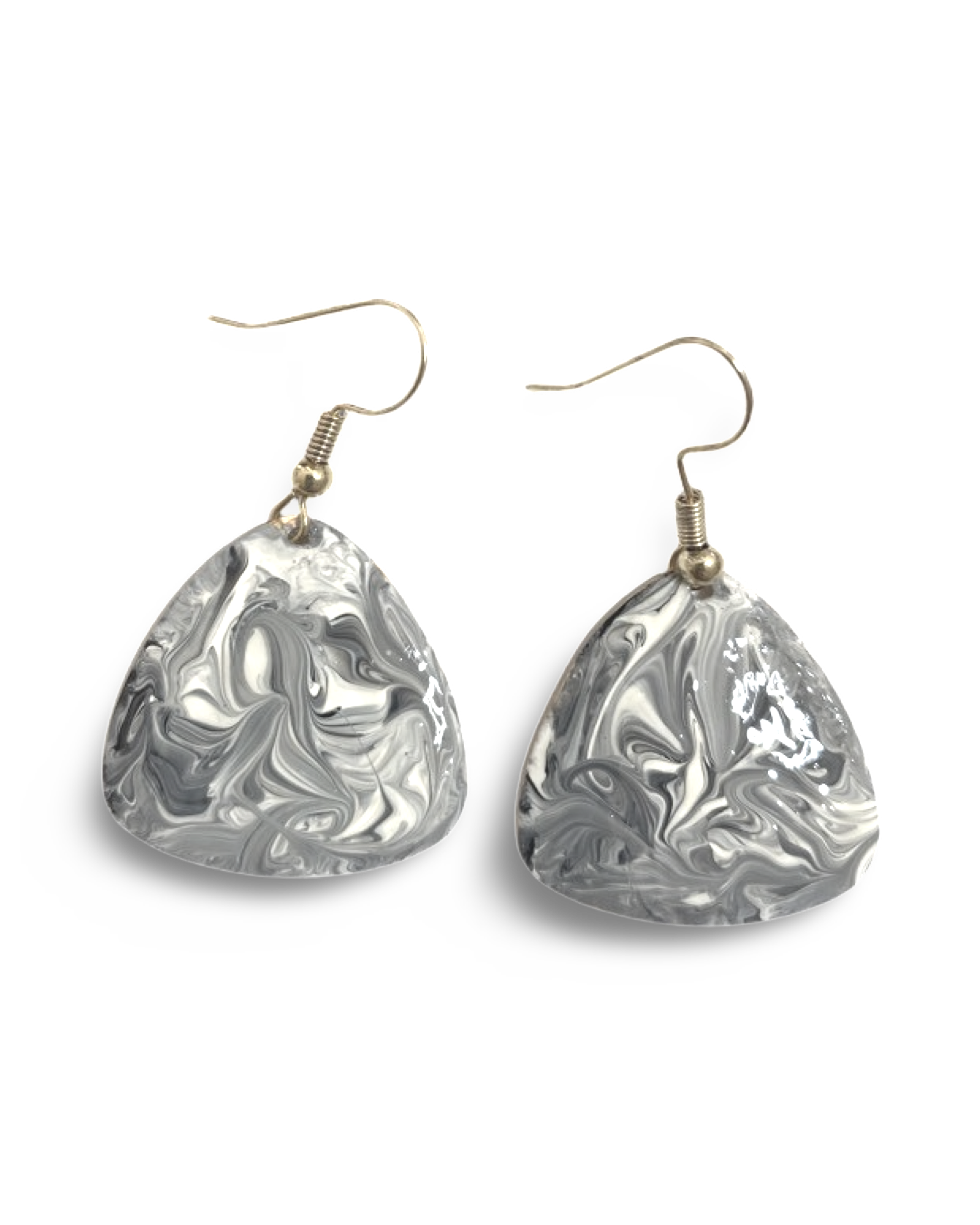 Black & White Marble Guitar Pick Lures of Love Earrings