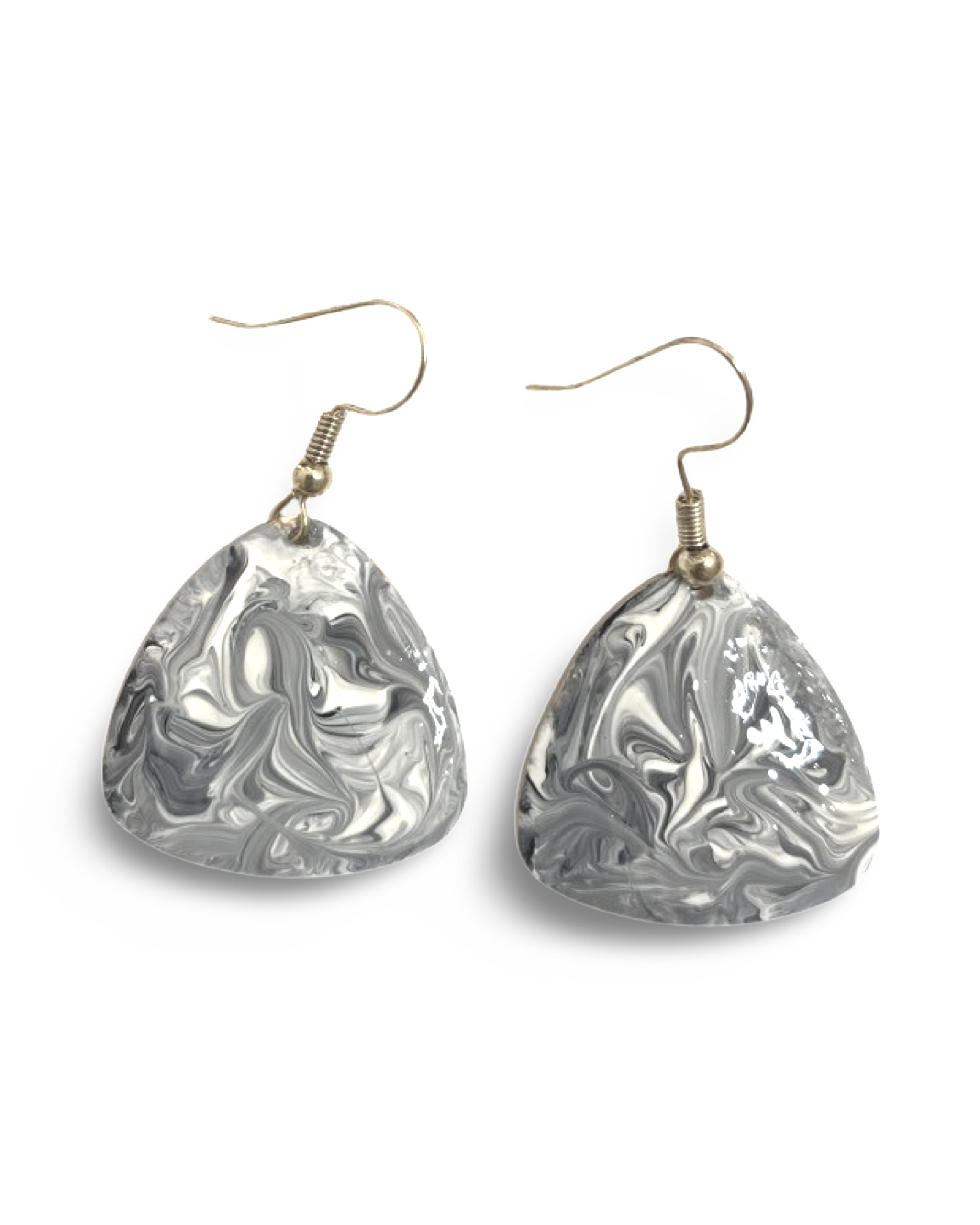 Black & White Marble Guitar Pick Lures of Love Earrings