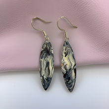 Load image into Gallery viewer, Black &amp; White  Marble Mini Navette Lures of Love Earrings
