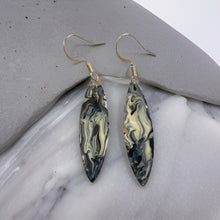 Load image into Gallery viewer, Black &amp; White  Marble Mini Navette Lures of Love Earrings
