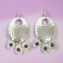 Load image into Gallery viewer, Hammered Jet Black Chandelier Earrings
