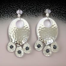 Load image into Gallery viewer, Hammered Jet Black Chandelier Earrings

