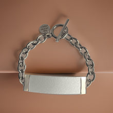 Load image into Gallery viewer, White Genuine Leather and Chain ID Charm Toggle Bracelet
