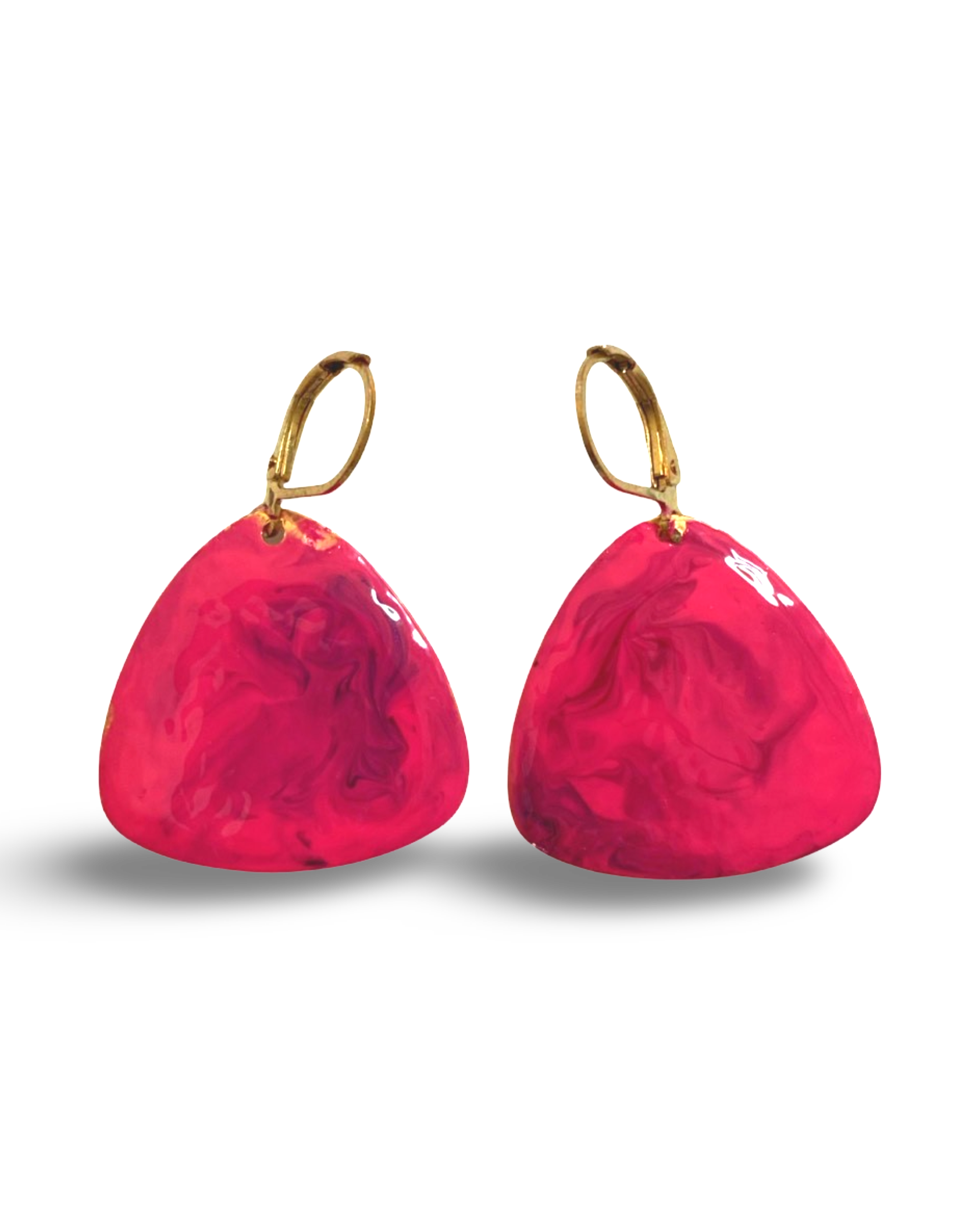 Pink & Purple Hand Painted Marbleized Guitar Pick Earrings