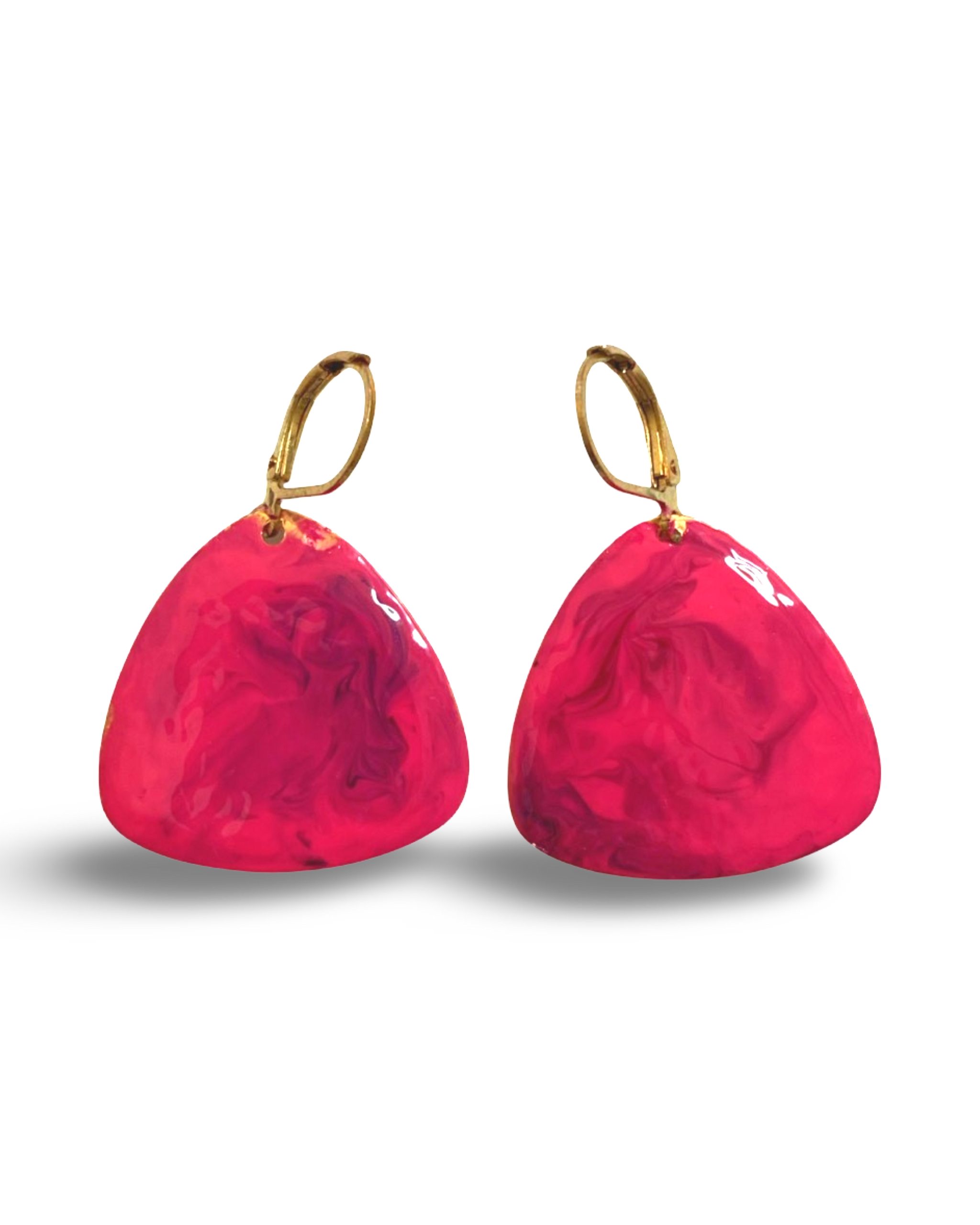 Pink & Purple Hand Painted Marbleized Guitar Pick Earrings