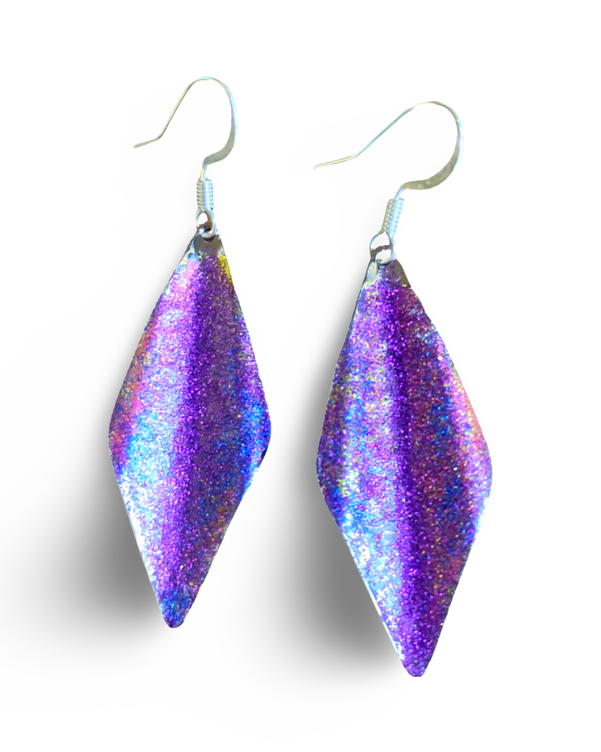 Art Deco Hand Painted Purple Blue Wavy Earrings