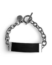 Load image into Gallery viewer, Black Leather and Chain ID Toggle Bracelet by The Urban Charm
