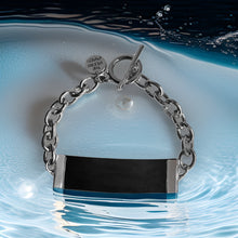 Load image into Gallery viewer, Black Leather and Chain ID Toggle Bracelet by The Urban Charm
