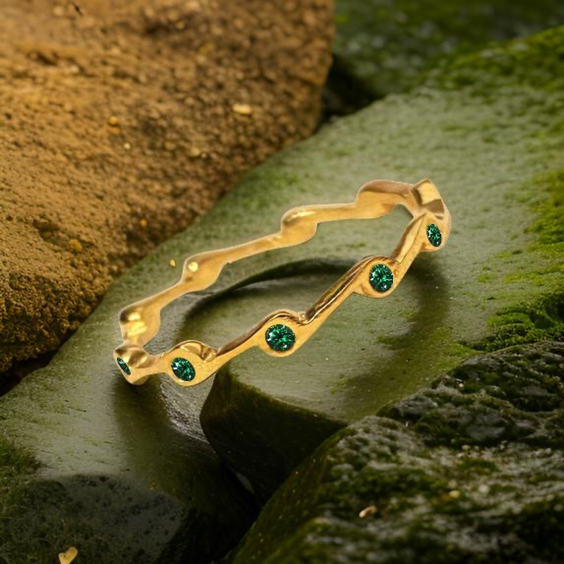 Emerald crystal Cubic Zirconia Birthstone Stacker Ring