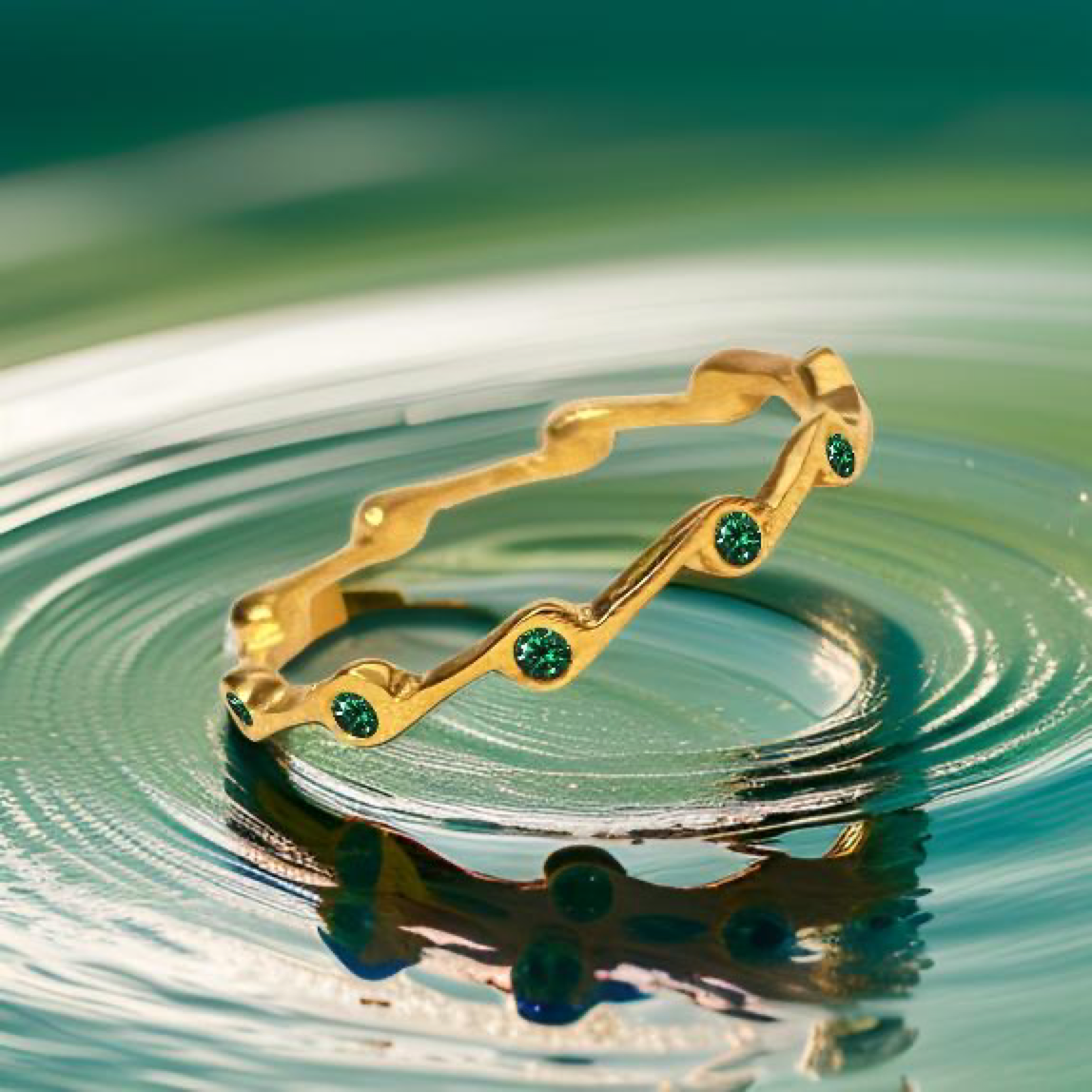 Emerald crystal Cubic Zirconia Birthstone Stacker Ring