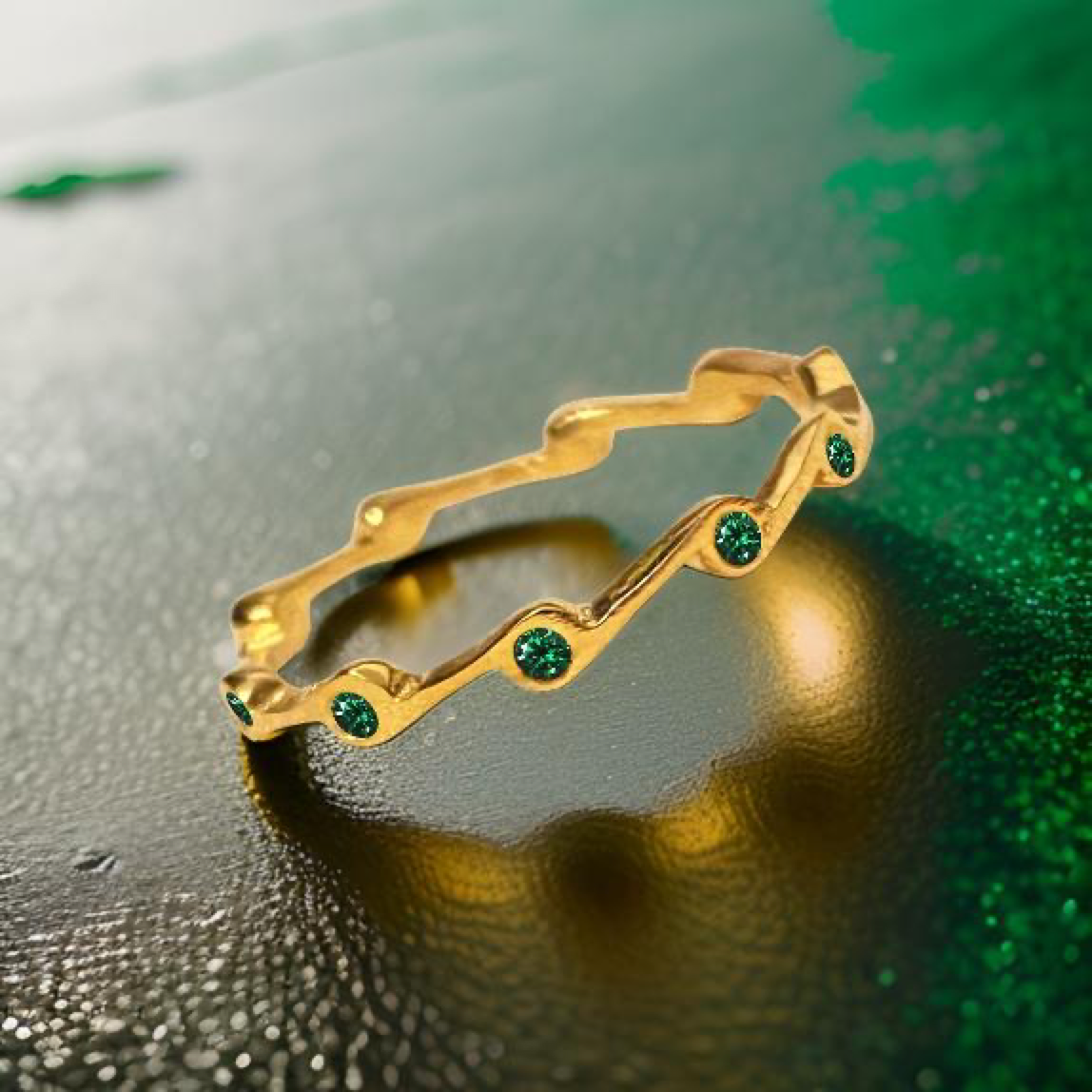 Emerald crystal Cubic Zirconia Birthstone Stacker Ring