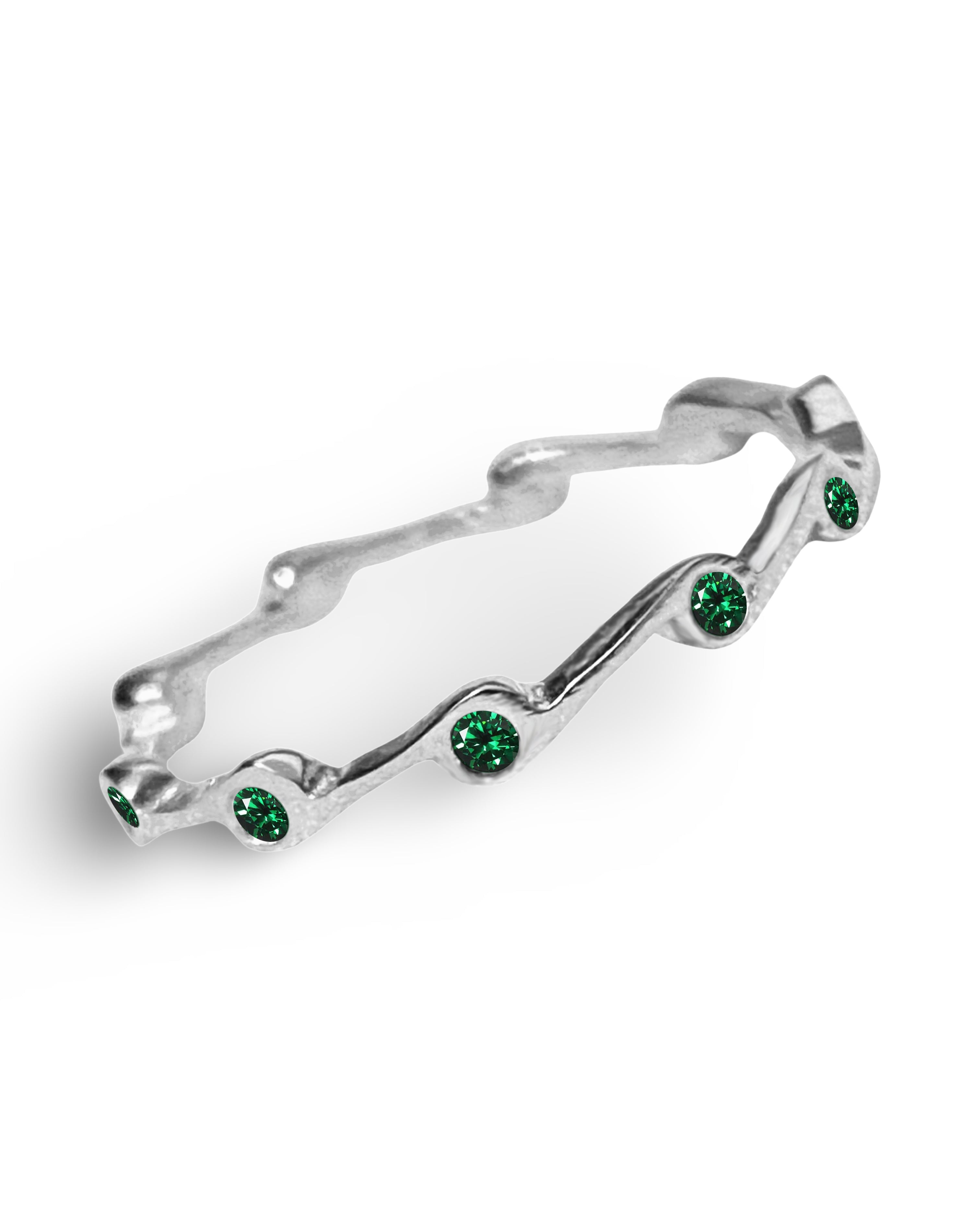 Emerald crystal Cubic Zirconia Birthstone Stacker Ring