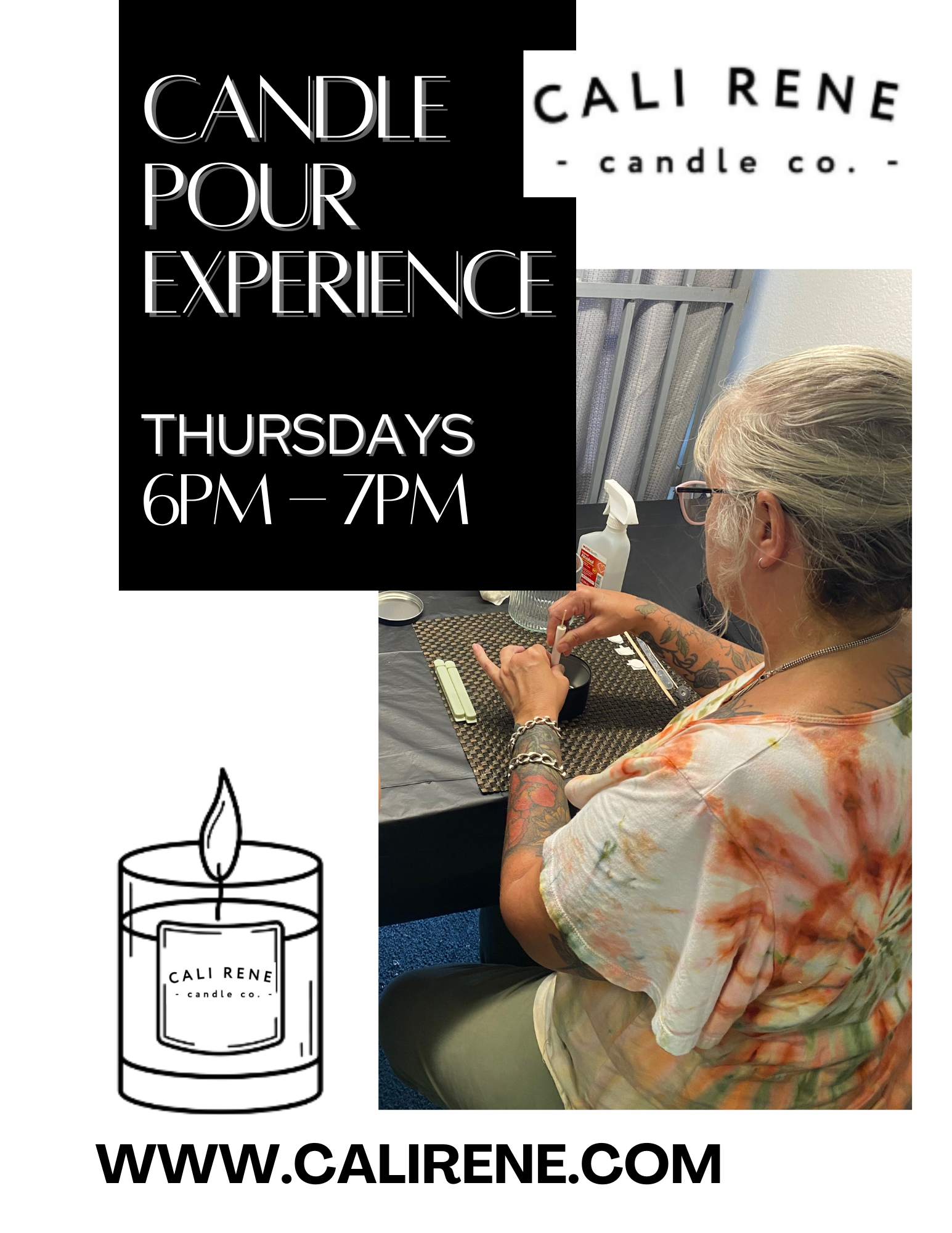 Candle Pour Experience - THURSDAY, DECEMBER 18th from 6pm to 7:30pm