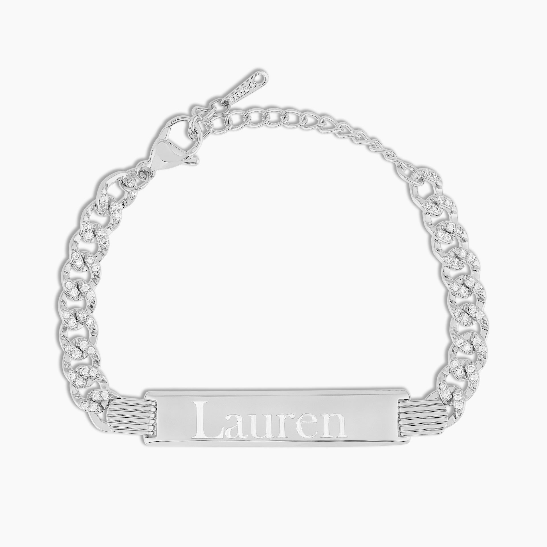 Iced Cuban Engraved Bar Bracelet