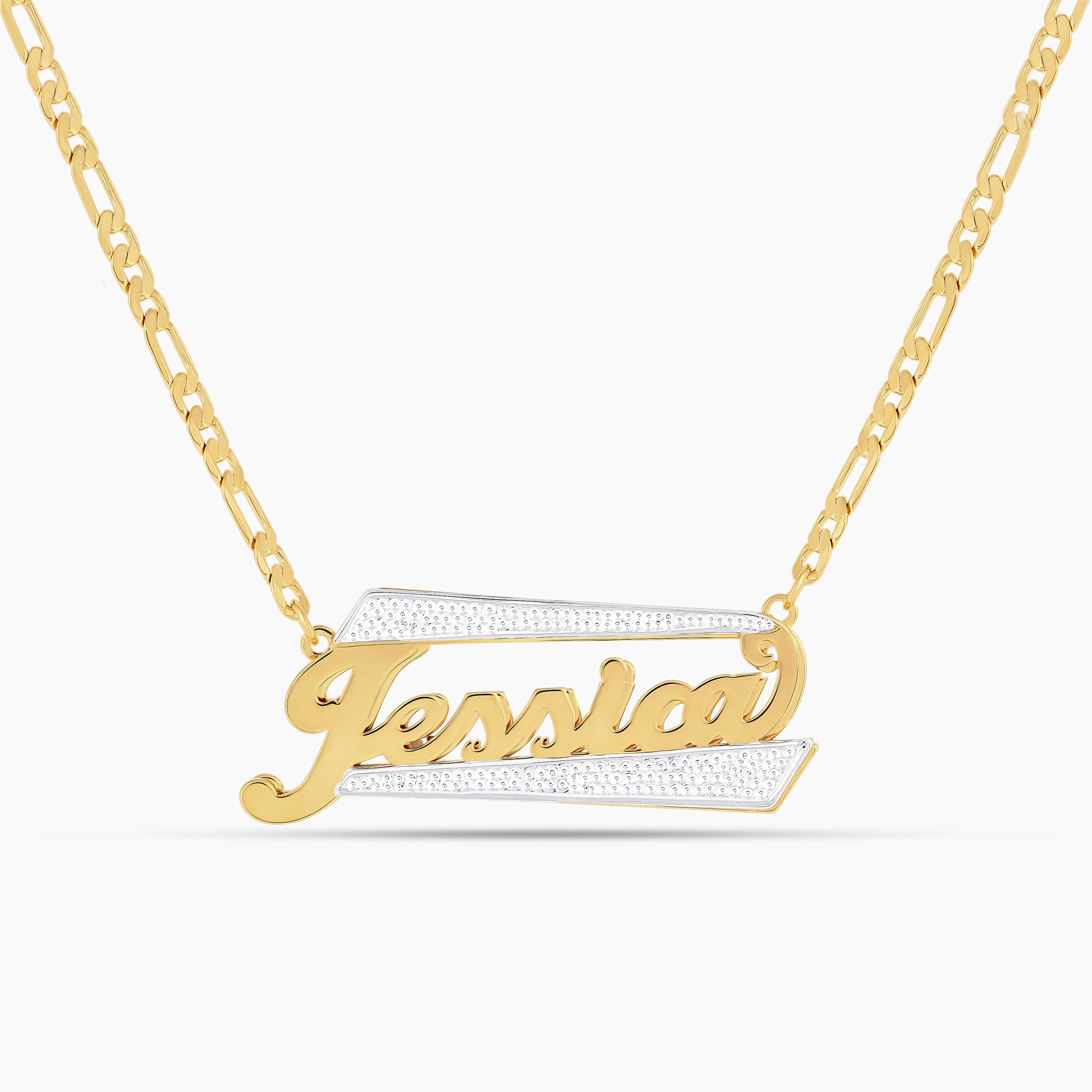 Double Plated Radiant Bar Name Necklace
