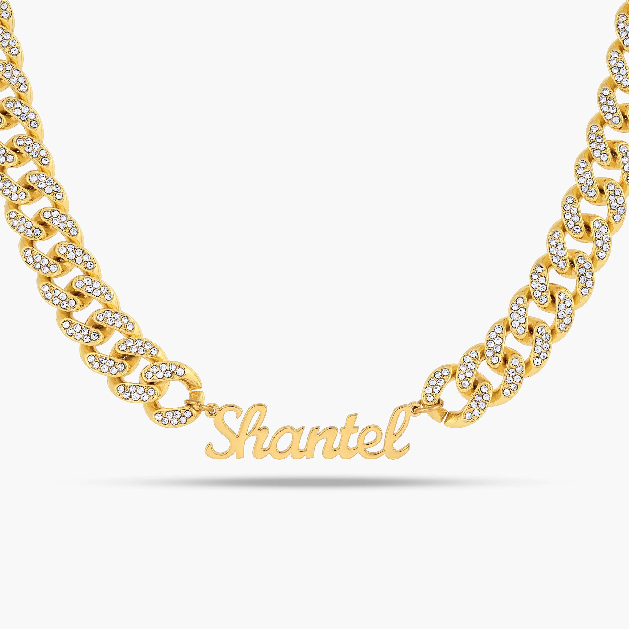 Signature Name Necklace with Chunky Iced Cuban Chain