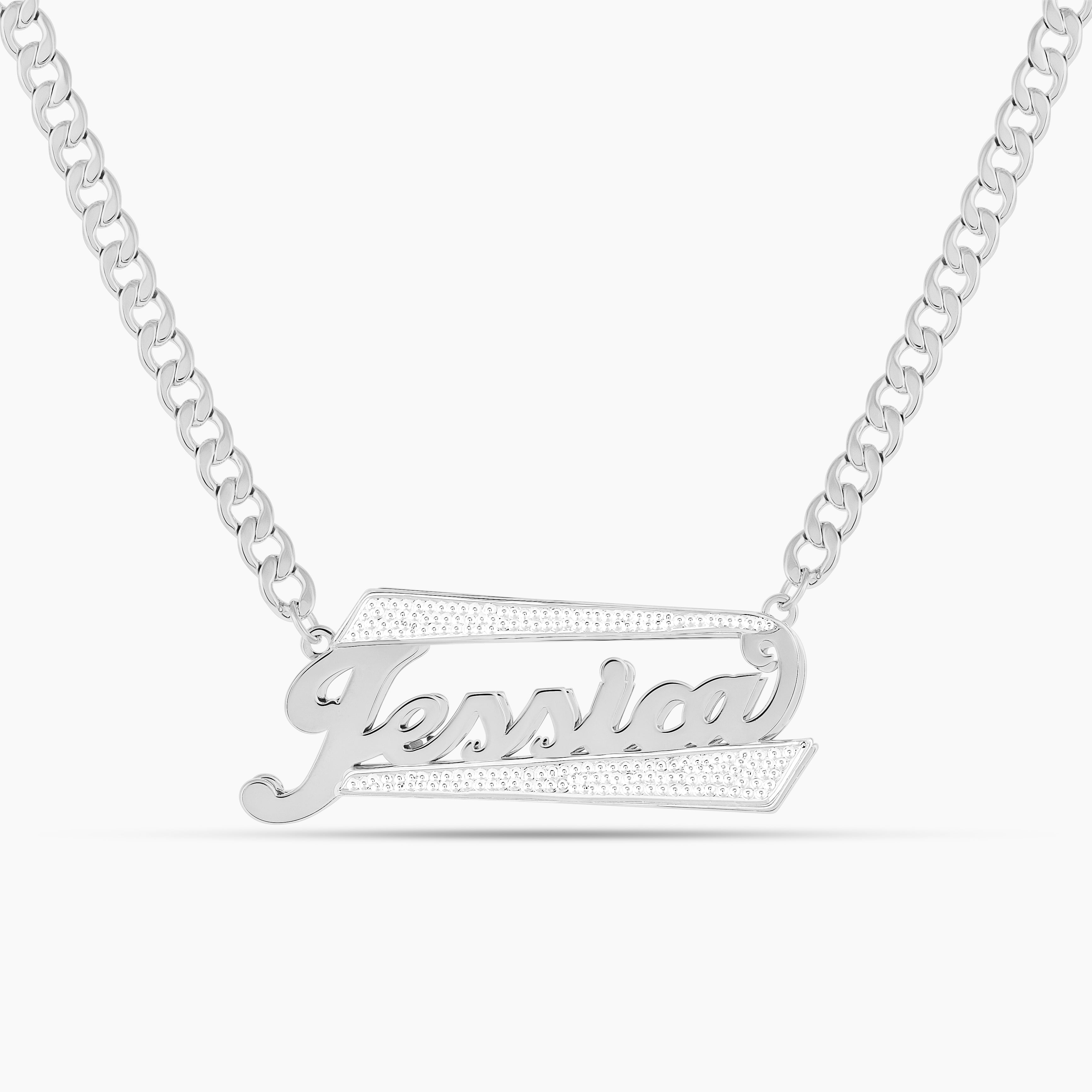 Double Plated Radiant Bar Name Necklace