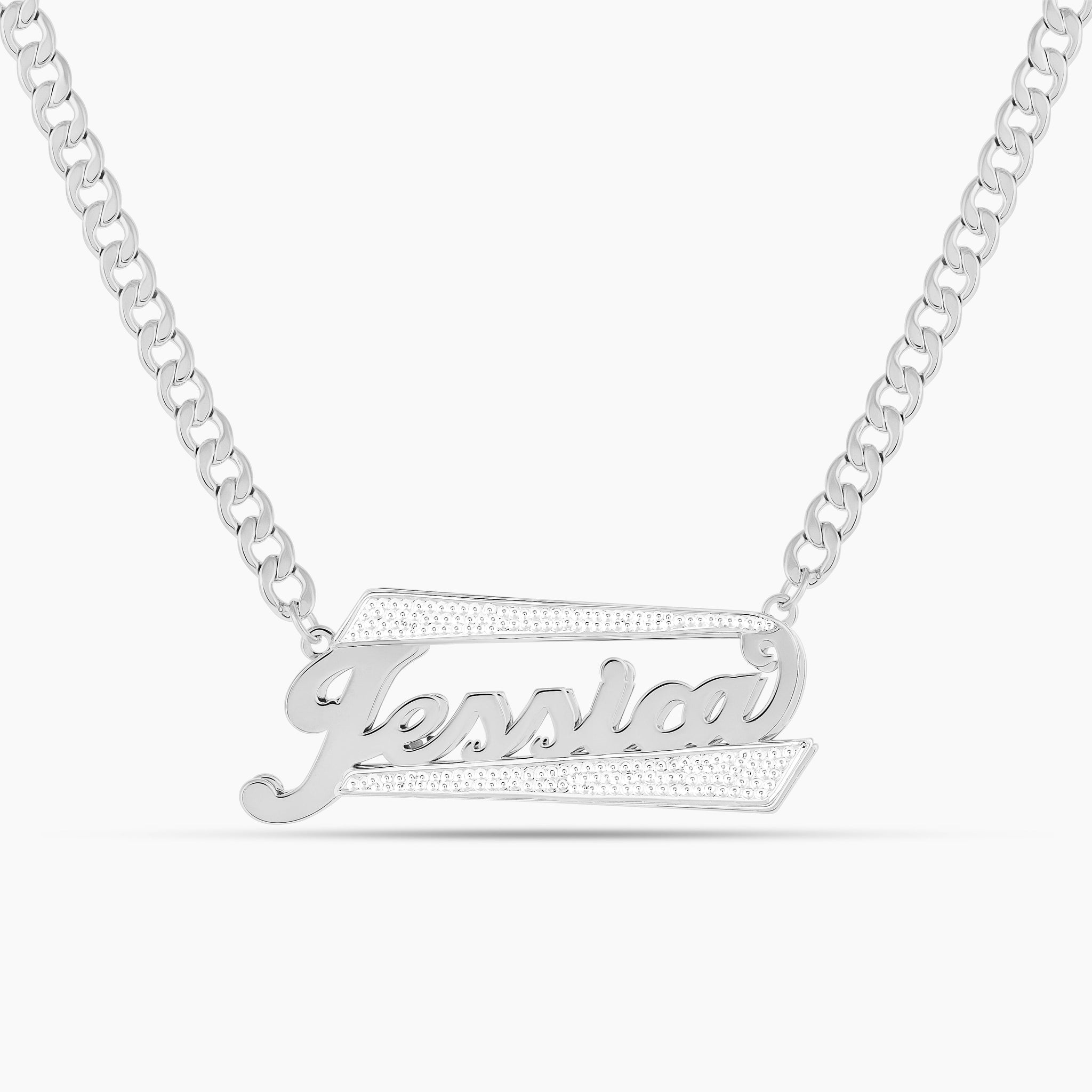 Double Plated Radiant Bar Name Necklace