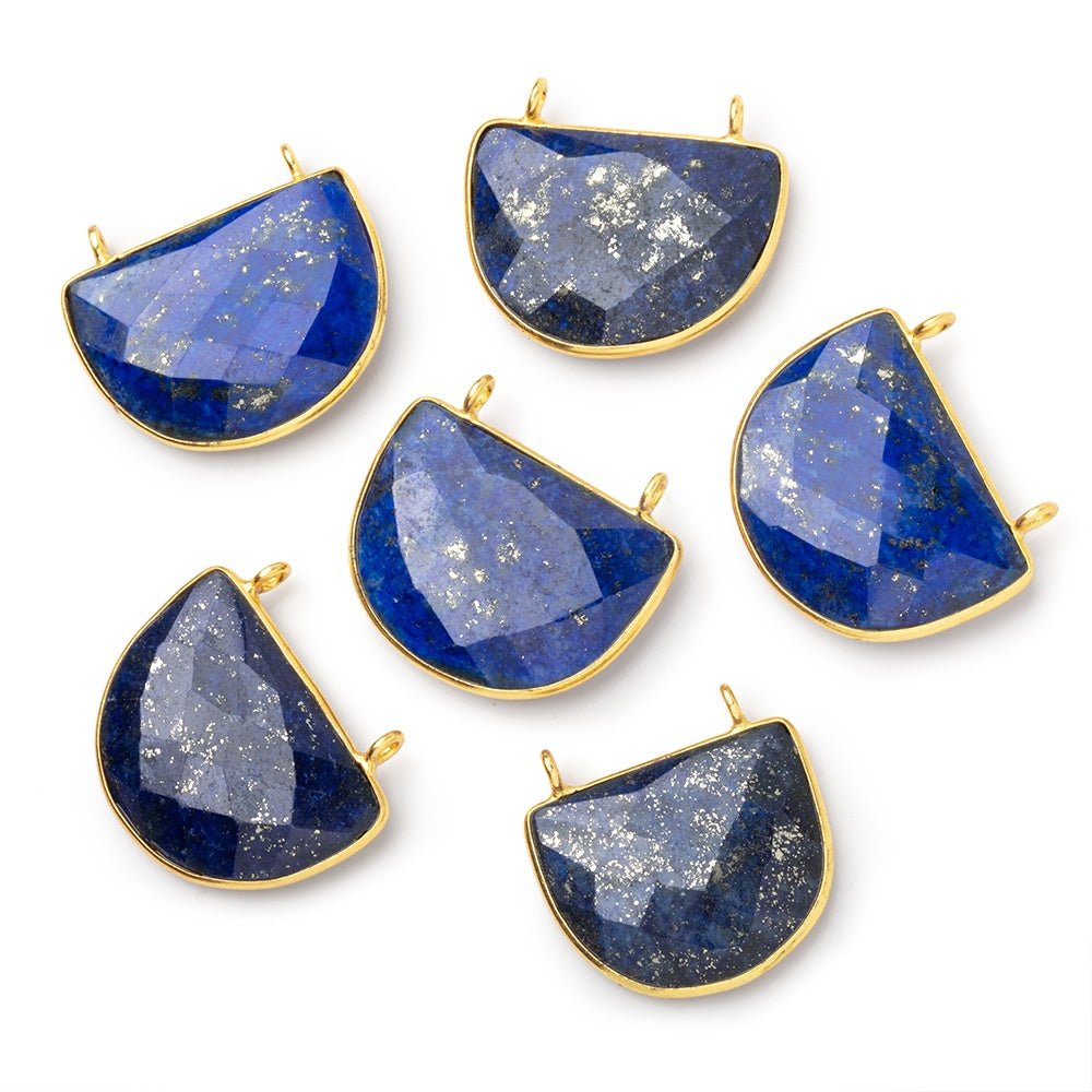 Vermeil Bezel Lapis Lazuli Faceted Half Moon Connector 1 piece