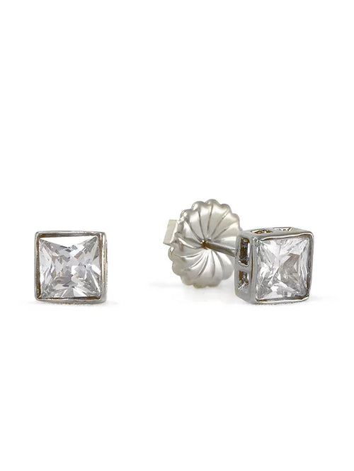 Princess Cut Stud Earrings – 6mm & 8mm | 18k Gold or White Gold Finish