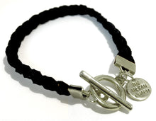 Load image into Gallery viewer, Black Vegan Leather Strength Friendship Bracelet by The Urban Charm
