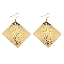 Load image into Gallery viewer, Gold Hammered Diamond Dome Lures of Love Earrings
