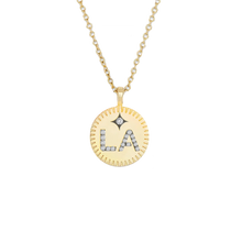 Load image into Gallery viewer, LA Logo Pendant with Crystals 18"

