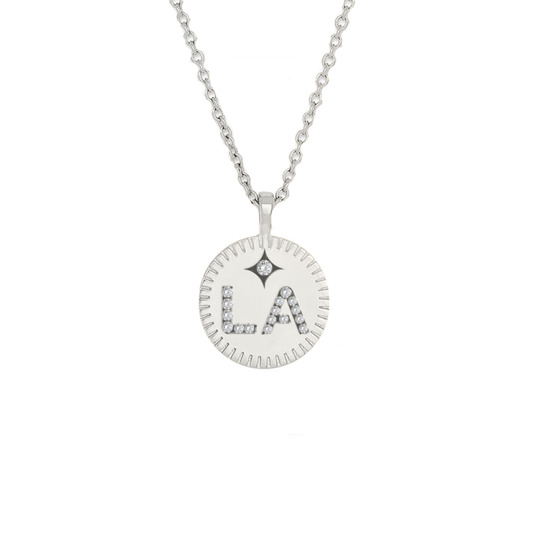 LA Logo Pendant with Crystals 18