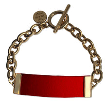 Load image into Gallery viewer, Red Leather and Chain ID Bracelet by The Urban Charm
