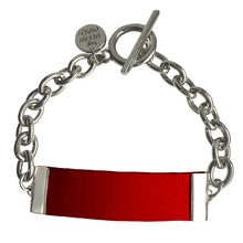 Load image into Gallery viewer, Red Leather and Chain ID Bracelet by The Urban Charm
