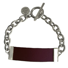 Load image into Gallery viewer, Red Wine Leather Chain ID Toggle Bracelet by The Urban Charm
